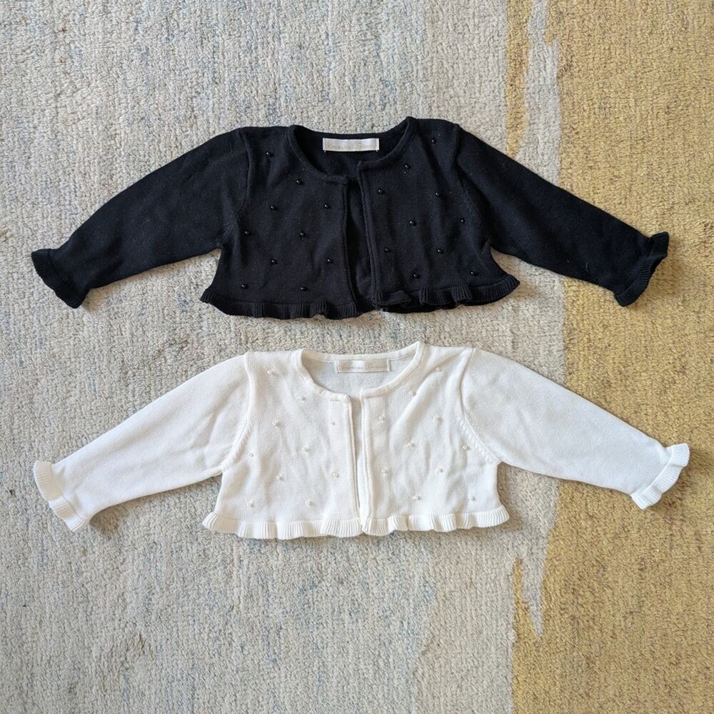 Toddler Cropped Black and White Ruffle Cardigans 18m